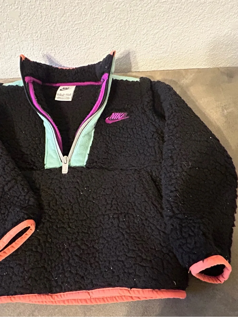 Nike girls Sherpa half zip pullover jacket black mint Purple 4 / 4T (3-4)